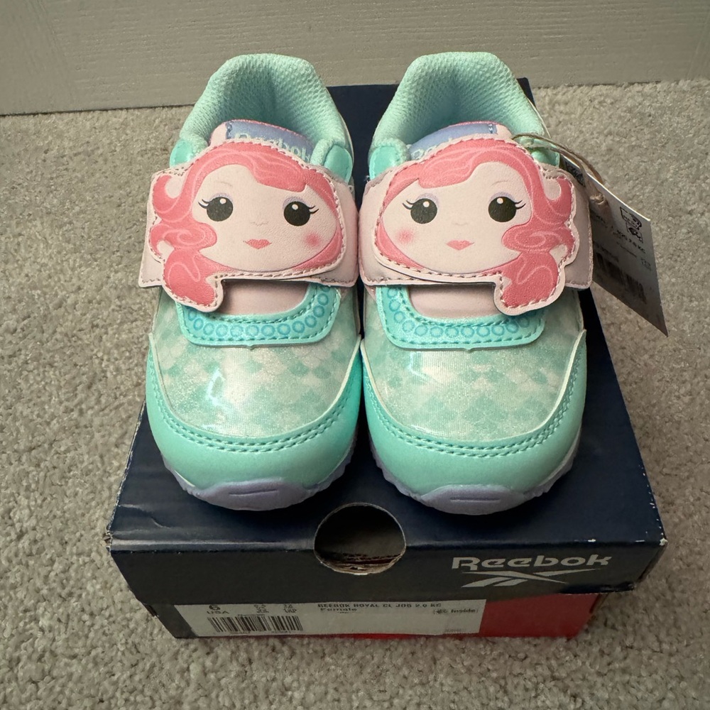NWT Reebok Royal Classic Jogger Sneakers, Mermaid, Toddler 6, Mint, Pink, Lilac